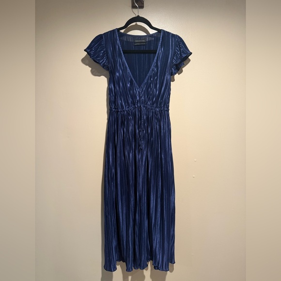 Urban Outfitters Dresses & Skirts - Urban Outfitters Miranda Metallic Navy Pleated Dress